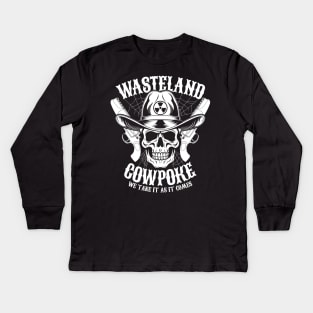 Wasteland Cowpoke Nuclear Fallout Ghoul Cowboy Skull Kids Long Sleeve T-Shirt